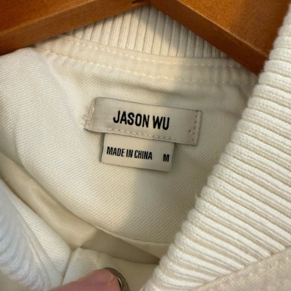 Jason Wu Bomber Jacket Women's Size Medium Cream Button up - Picture 9 of 12